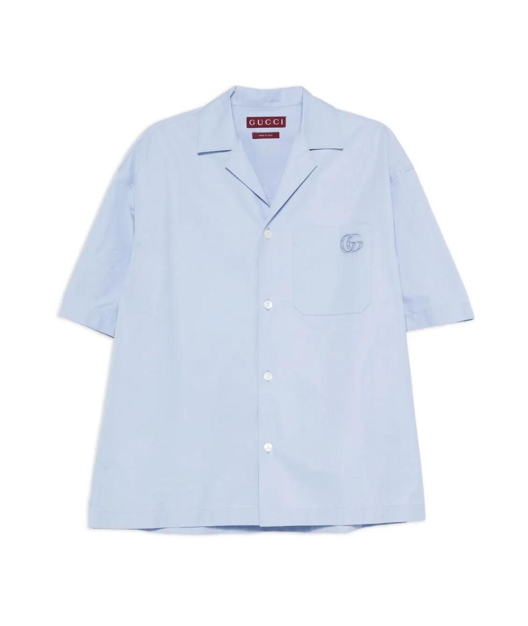 GUCCI Голубая хлопковая кэжуал рубашка, фото 1
