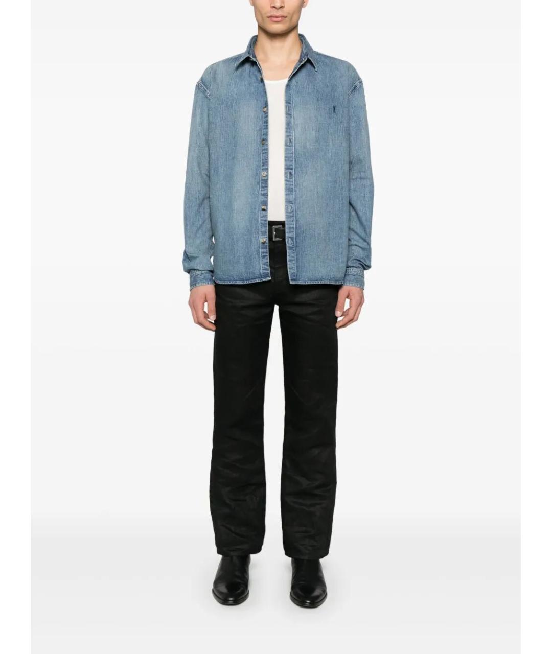 SAINT LAURENT Голубая хлопковая кэжуал рубашка, фото 2