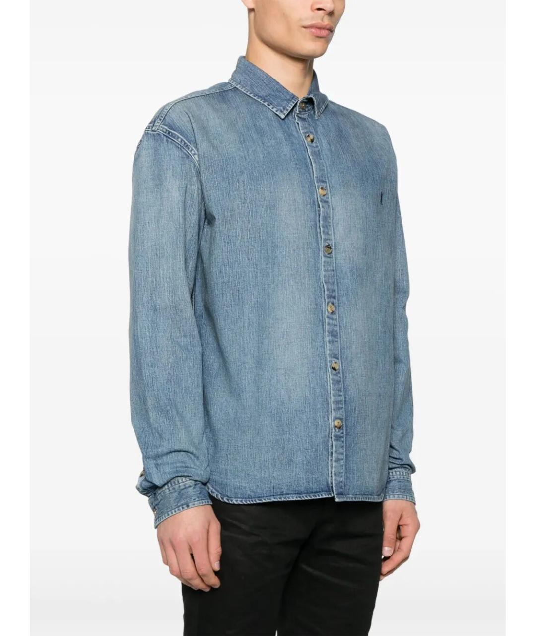 SAINT LAURENT Голубая хлопковая кэжуал рубашка, фото 4