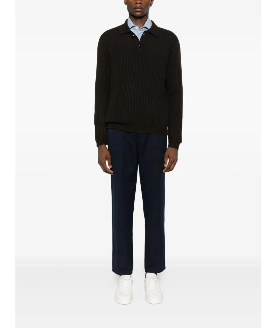 BRUNELLO CUCINELLI Темно-синие хлопковые повседневные брюки, фото 2