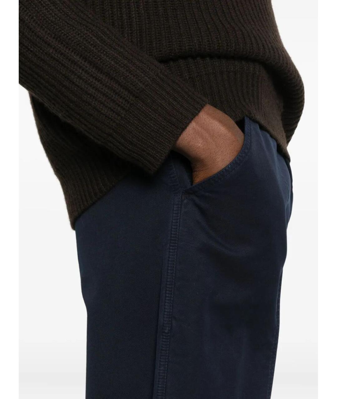 BRUNELLO CUCINELLI Темно-синие хлопковые повседневные брюки, фото 4