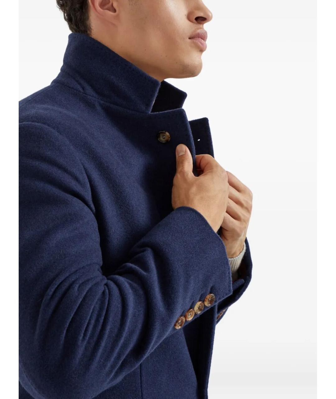 BRUNELLO CUCINELLI Синее кашемировое пальто, фото 4