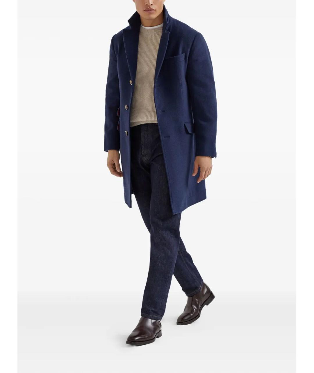 BRUNELLO CUCINELLI Синее кашемировое пальто, фото 2