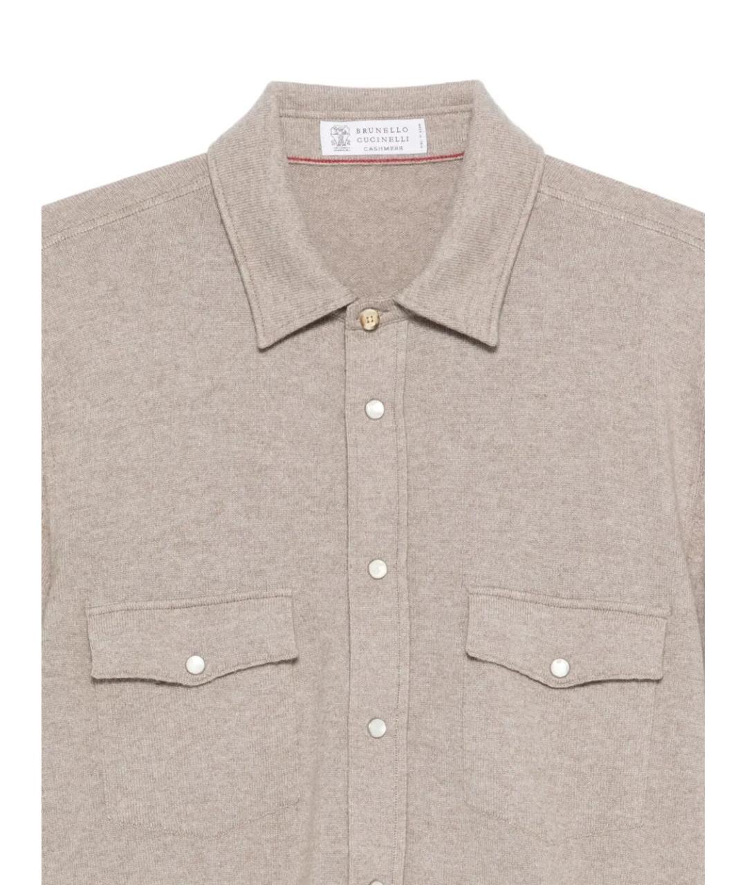 BRUNELLO CUCINELLI Бежевое поло с коротким рукавом, фото 3