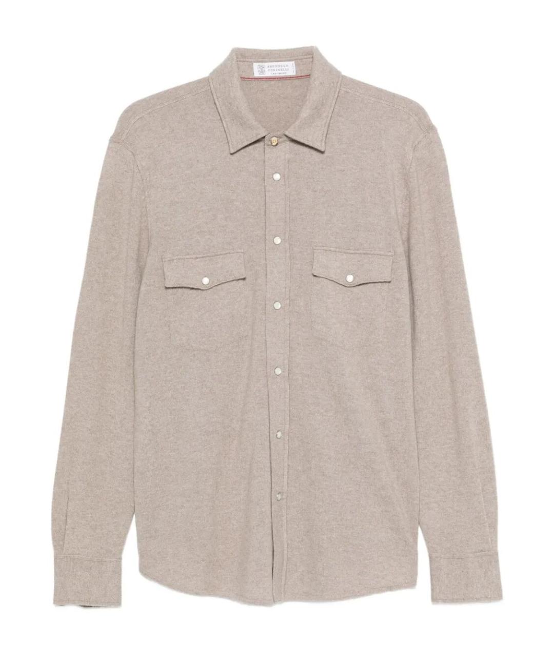 BRUNELLO CUCINELLI Бежевое поло с коротким рукавом, фото 1