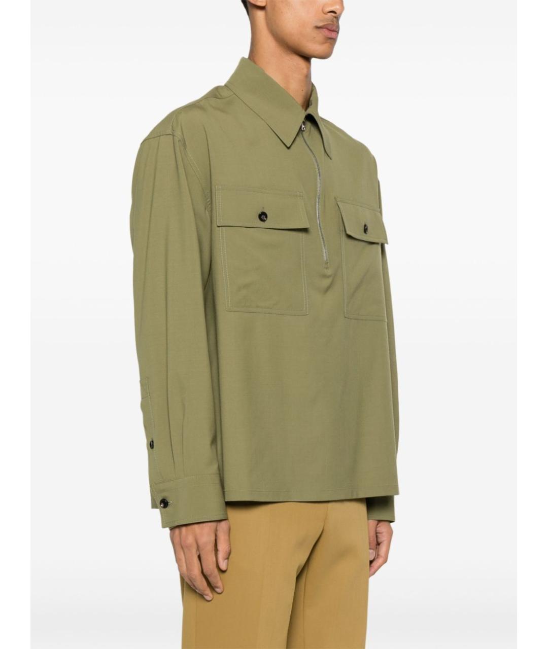 BOTTEGA VENETA Зеленая шерстяная кэжуал рубашка, фото 4