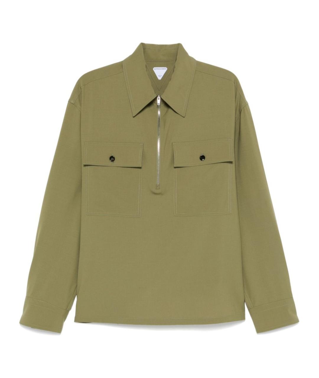 BOTTEGA VENETA Зеленая шерстяная кэжуал рубашка, фото 1
