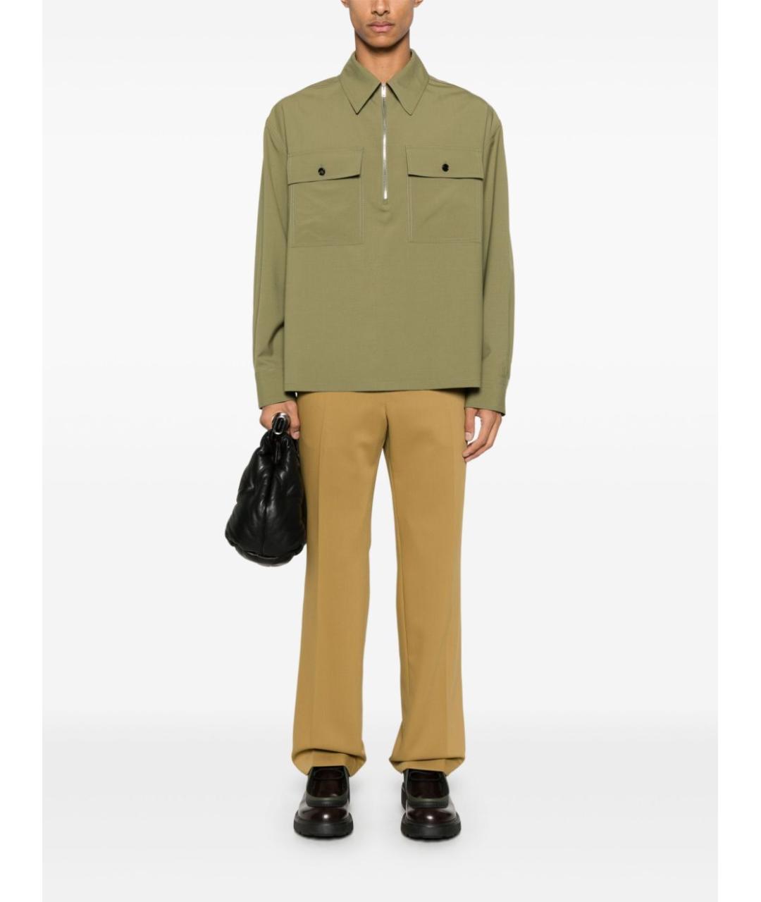 BOTTEGA VENETA Зеленая шерстяная кэжуал рубашка, фото 2