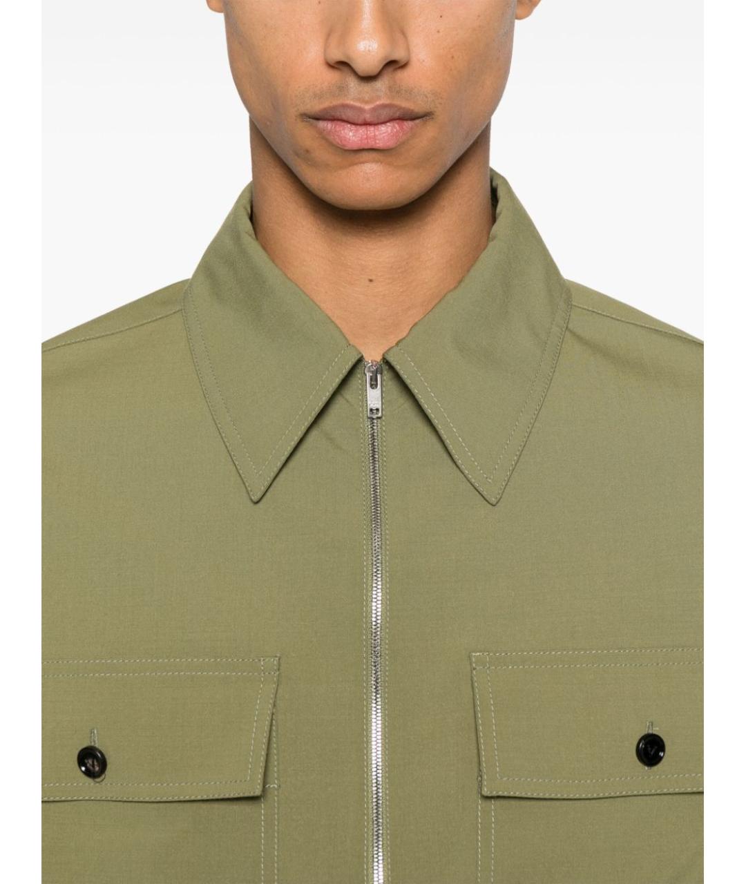 BOTTEGA VENETA Зеленая шерстяная кэжуал рубашка, фото 5