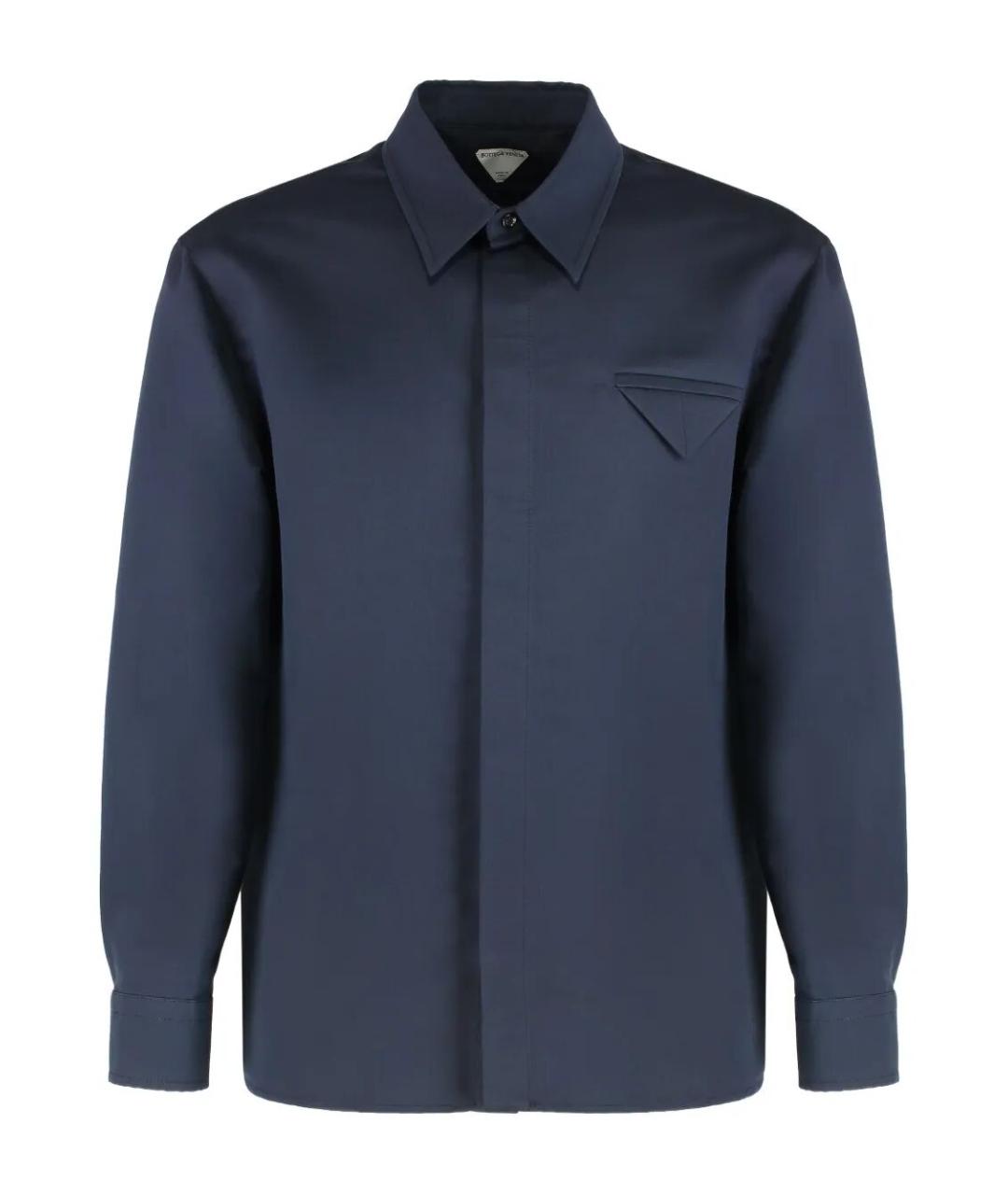 BOTTEGA VENETA Синяя хлопко-шелковая кэжуал рубашка, фото 1
