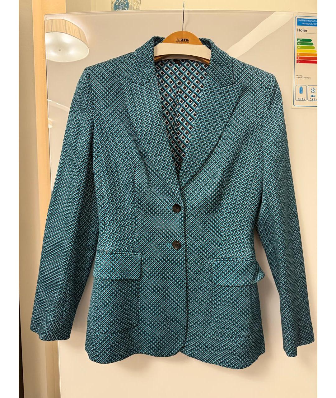 HUGO BOSS Бирюзовый хлопко-эластановый костюм с брюками, фото 8