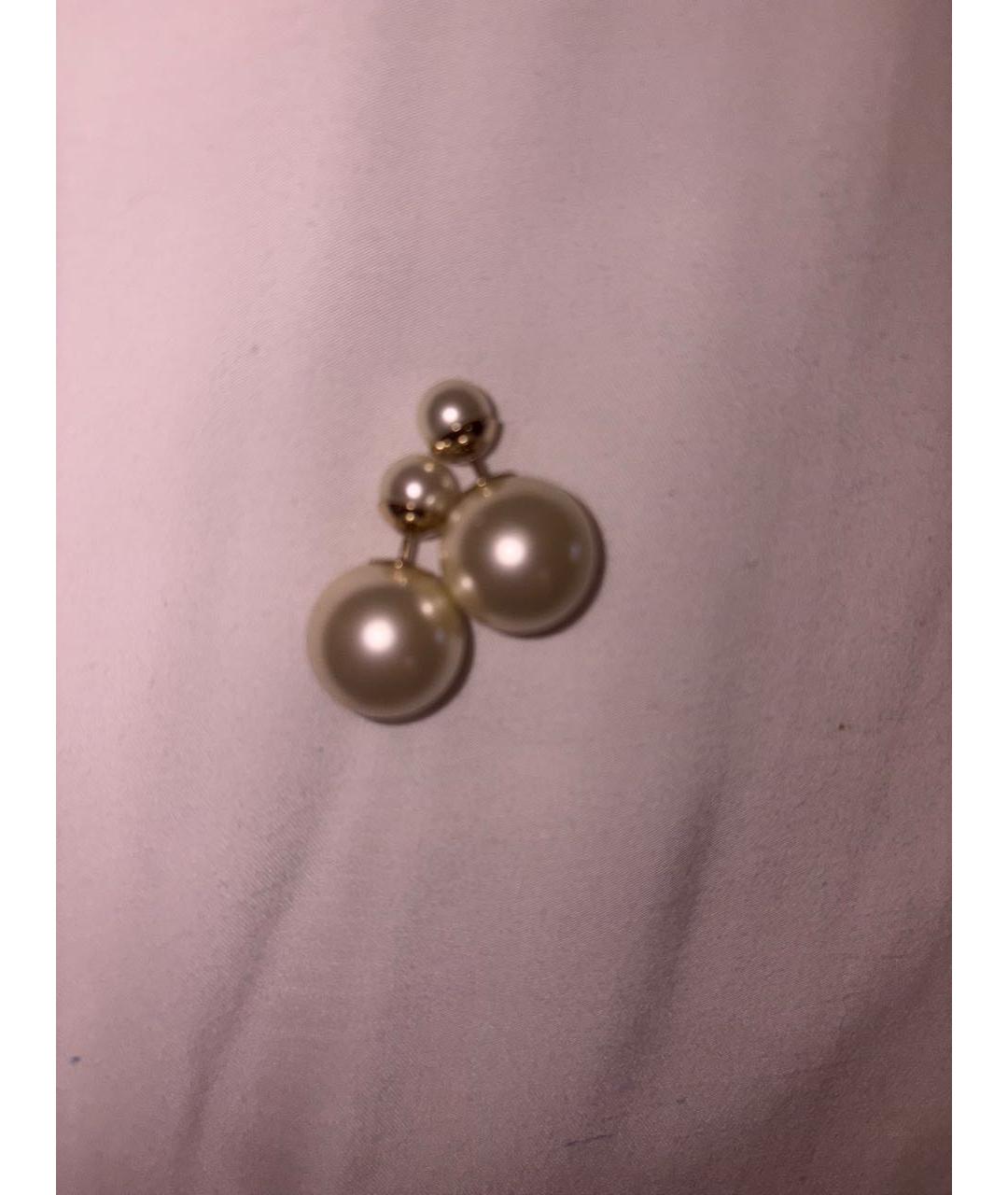 CHRISTIAN DIOR Белые металлические серьги, фото 3