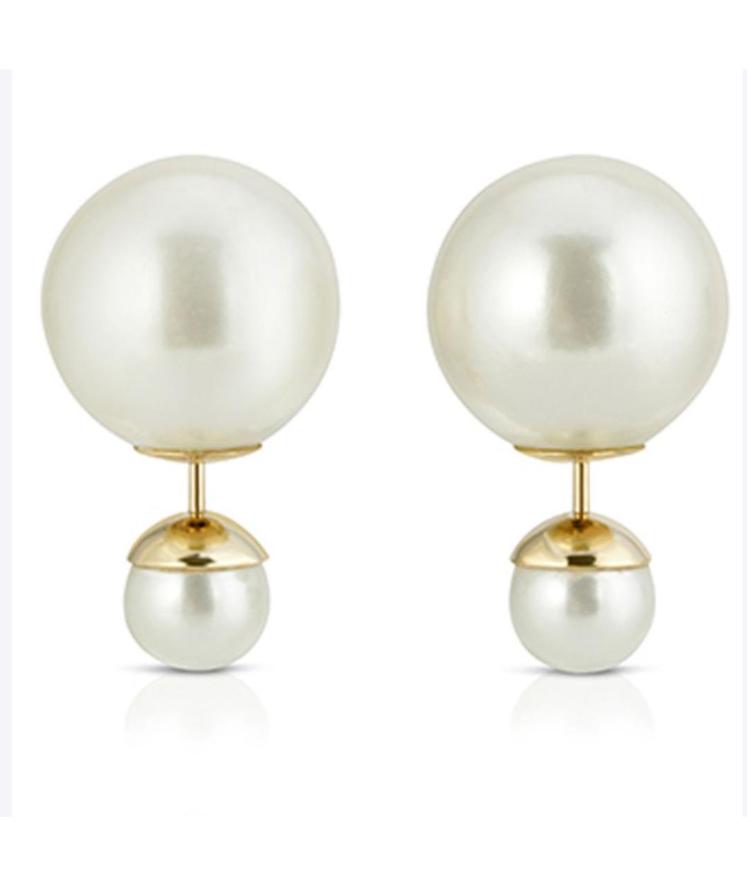 CHRISTIAN DIOR Белые металлические серьги, фото 5