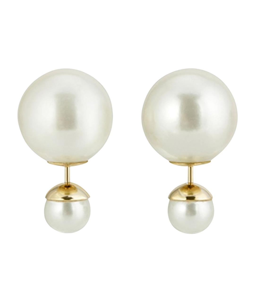 CHRISTIAN DIOR Белые металлические серьги, фото 1