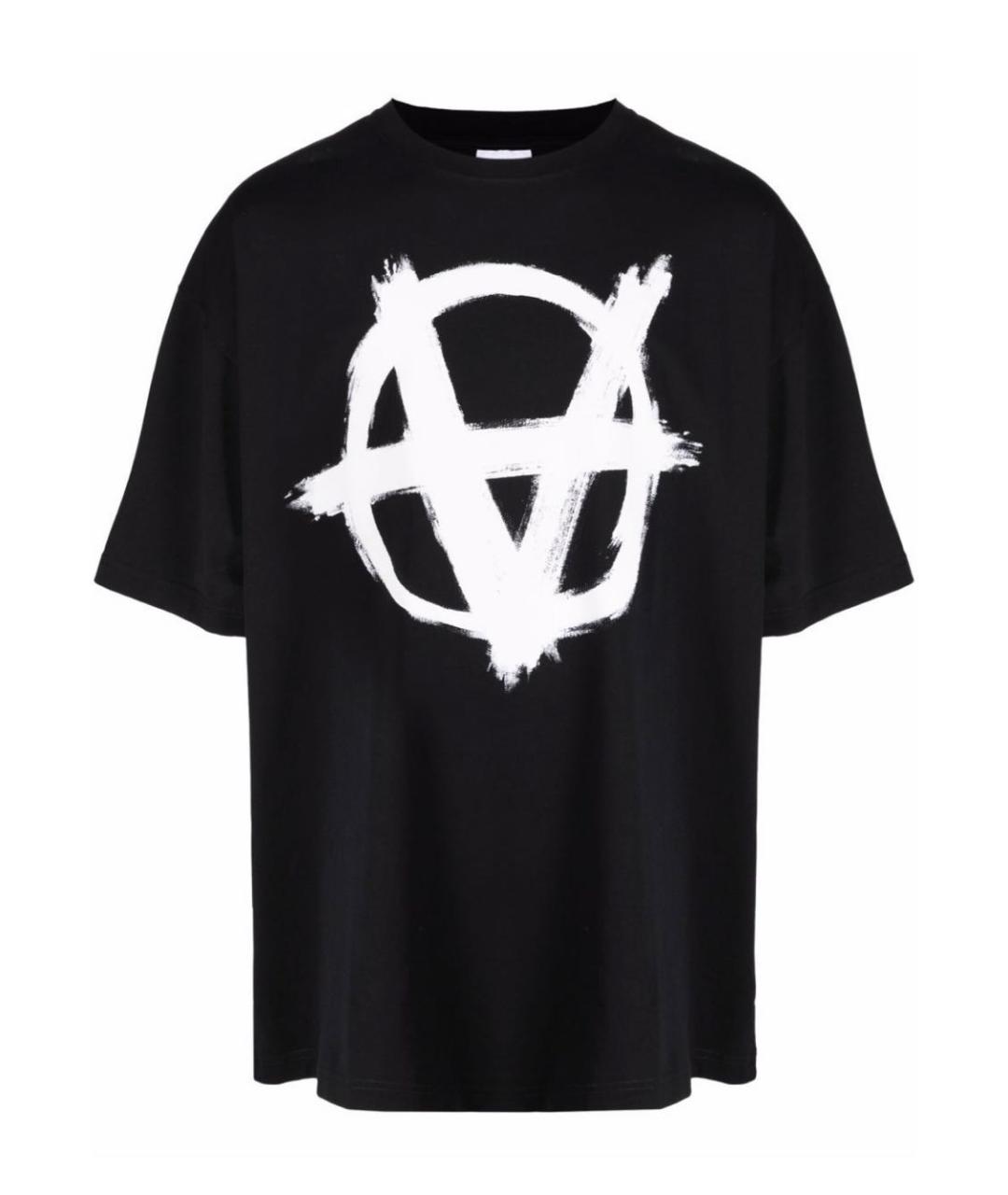 VETEMENTS Черная хлопковая футболка, фото 1