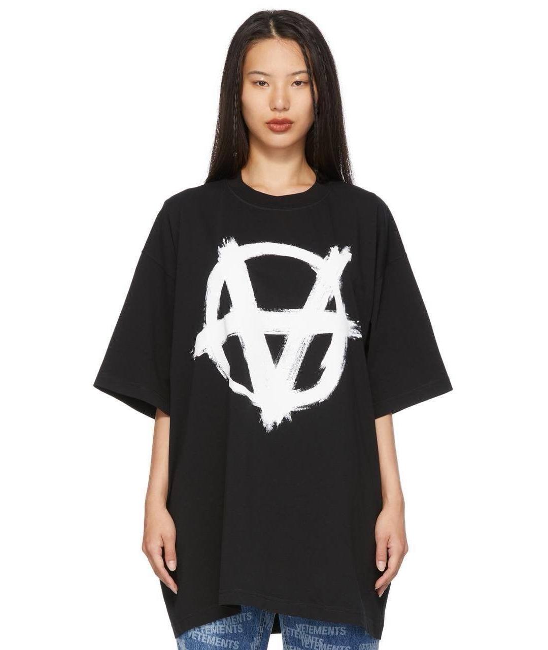 VETEMENTS Черная хлопковая футболка, фото 7