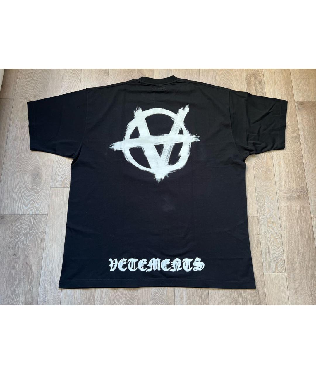 VETEMENTS Черная хлопковая футболка, фото 3