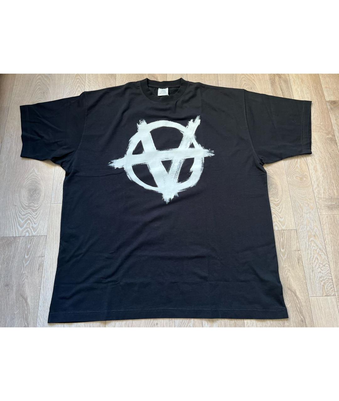 VETEMENTS Черная хлопковая футболка, фото 2