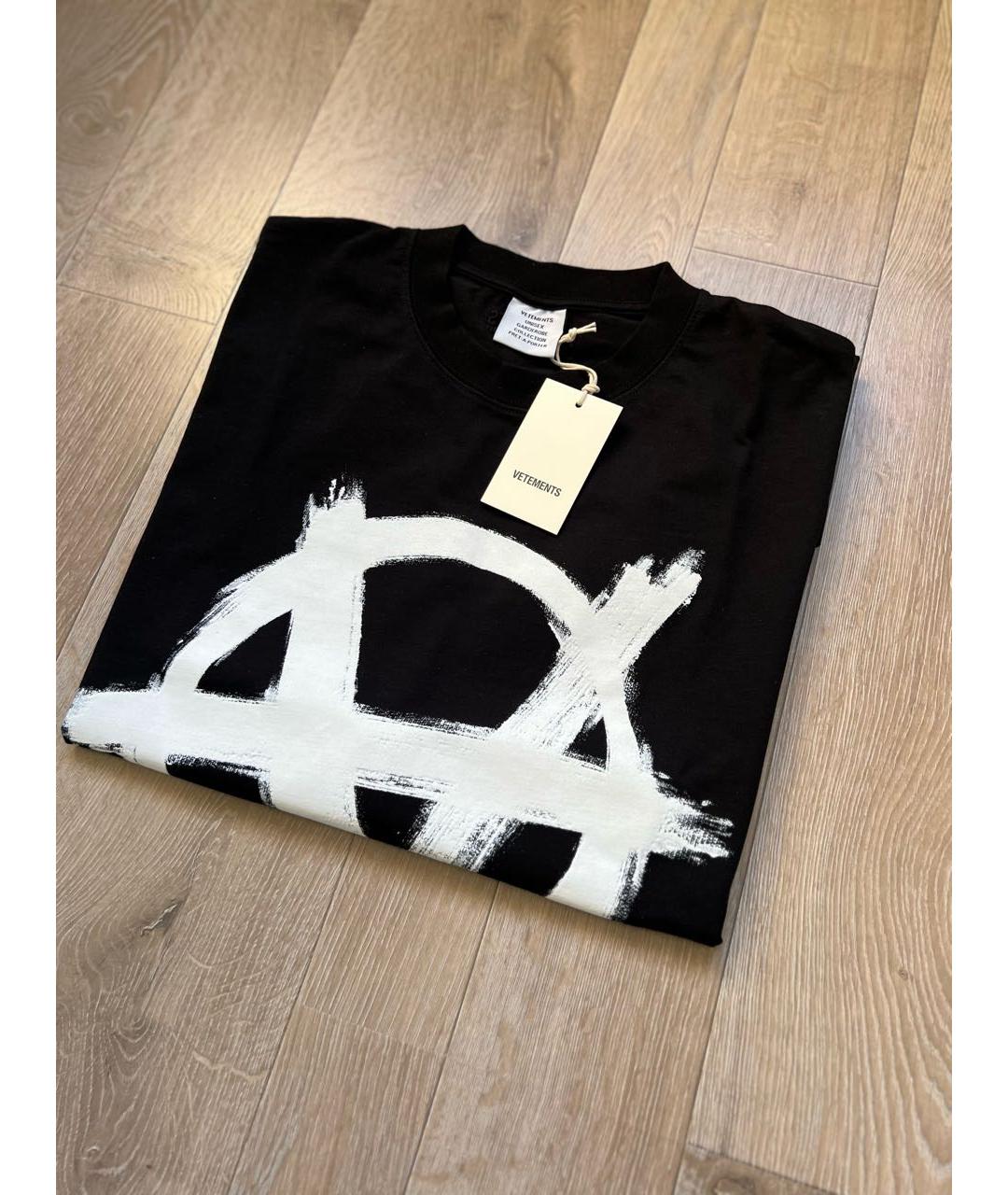 VETEMENTS Черная хлопковая футболка, фото 4