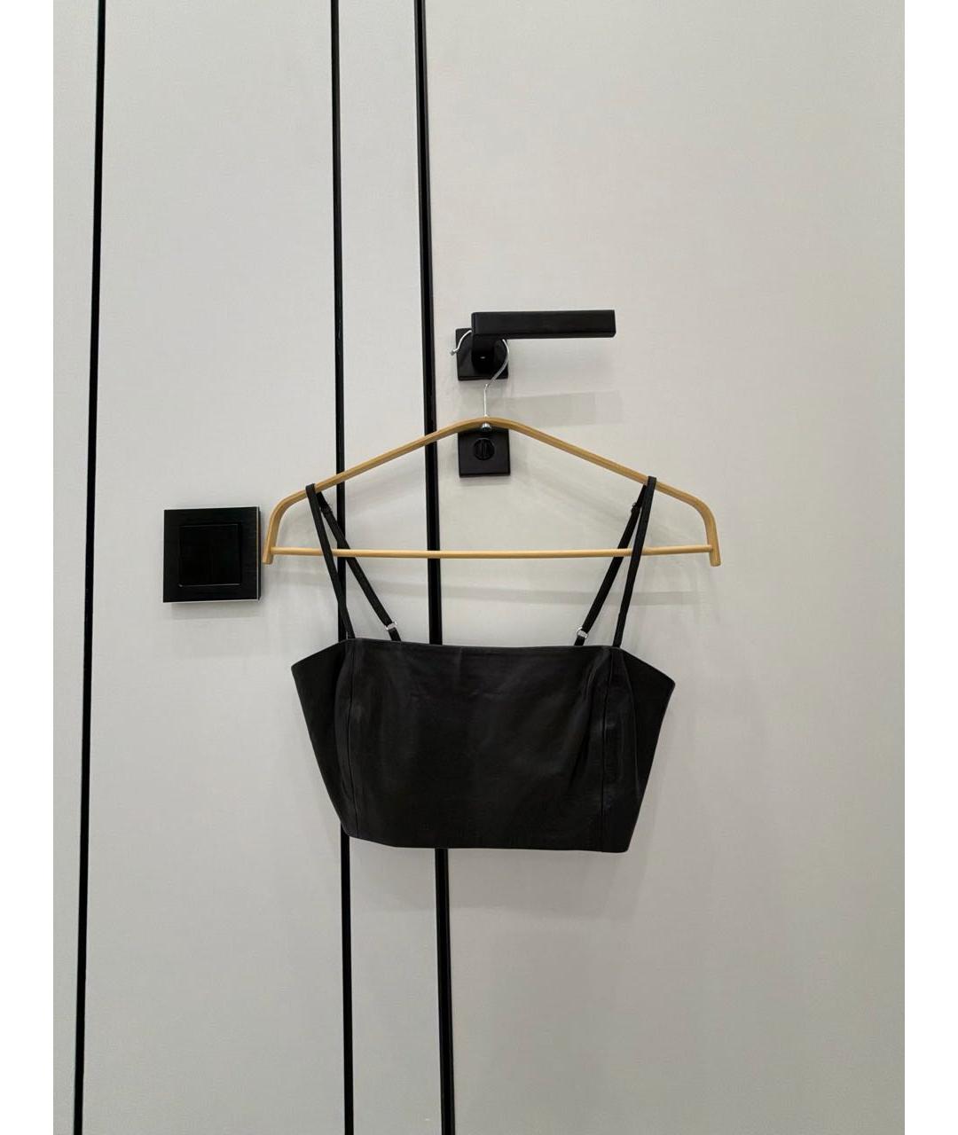 IRO Черная кожаная майка, фото 5