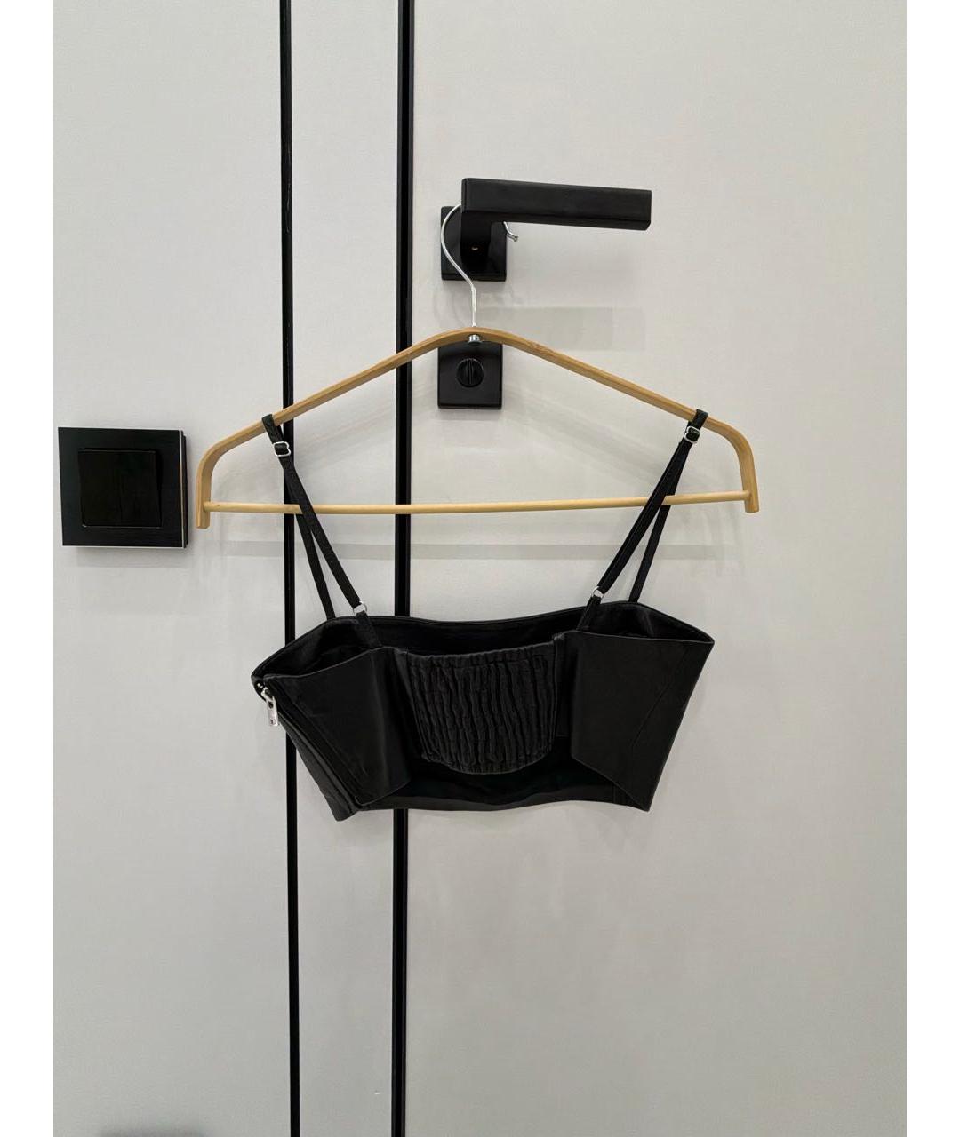 IRO Черная кожаная майка, фото 2