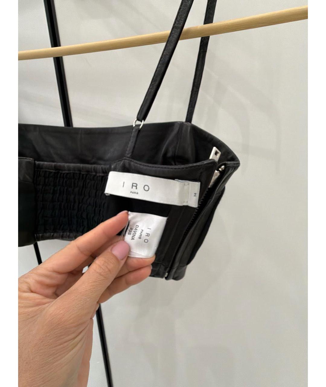 IRO Черная кожаная майка, фото 4