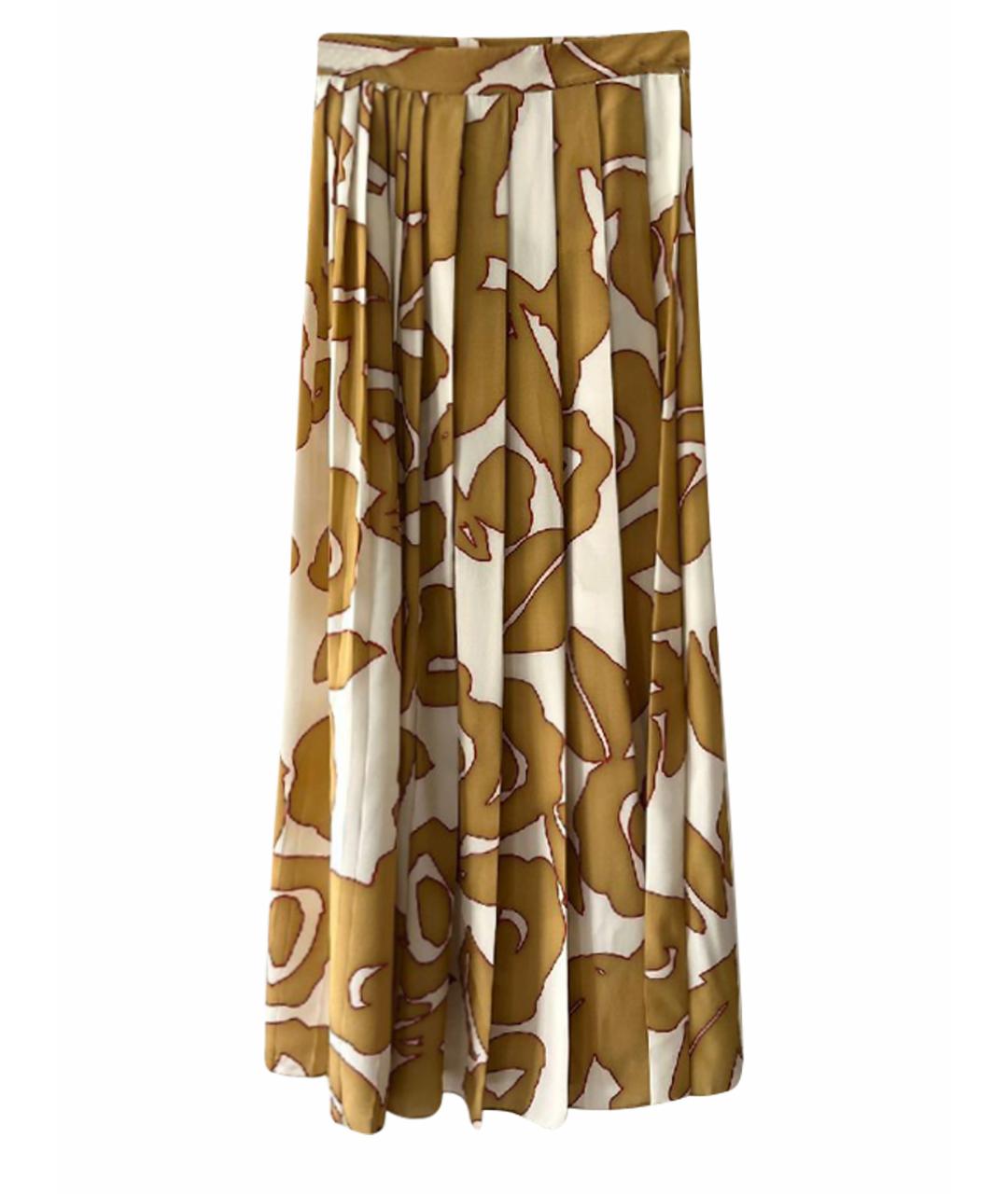 LORO PIANA Бежевая шелковая юбка миди, фото 1