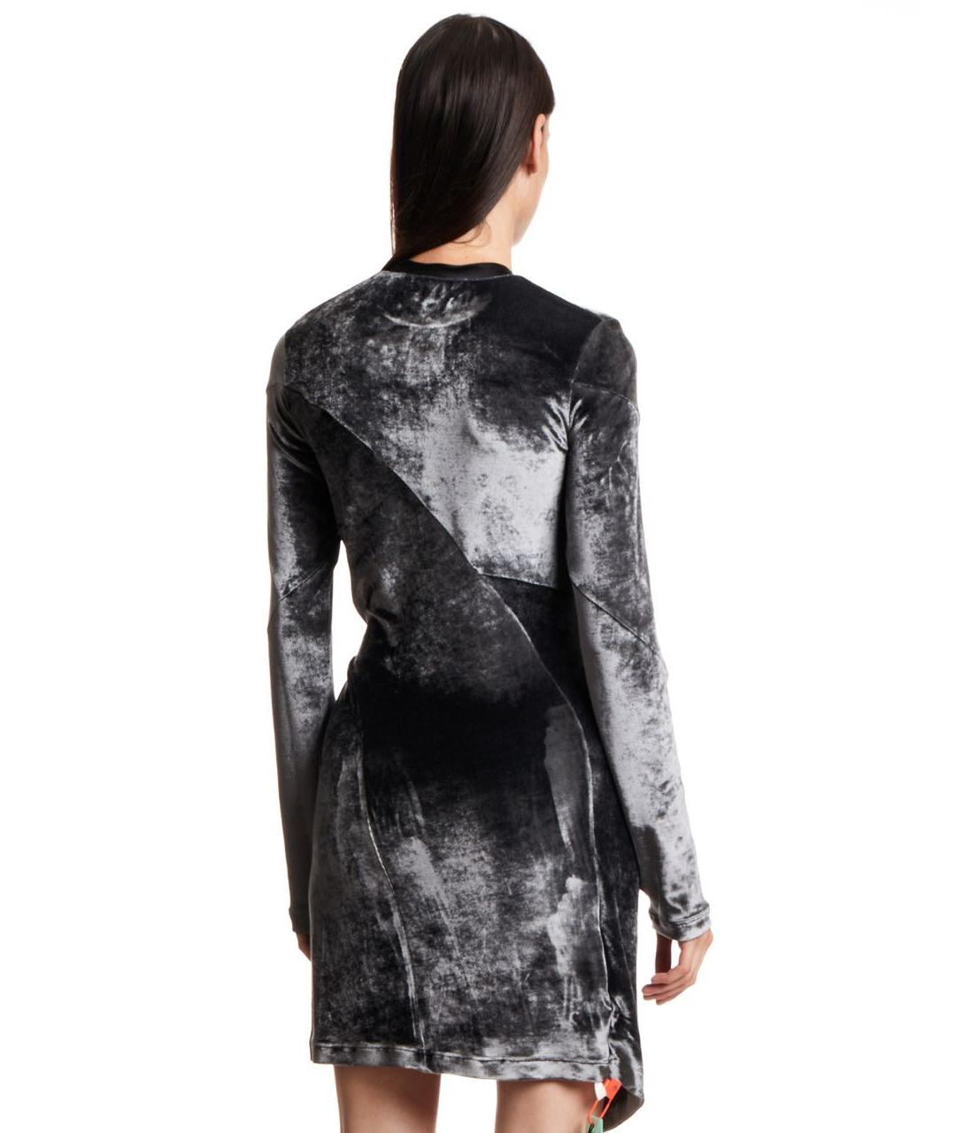 OFF-WHITE Серое бархатное коктейльное платье, фото 6