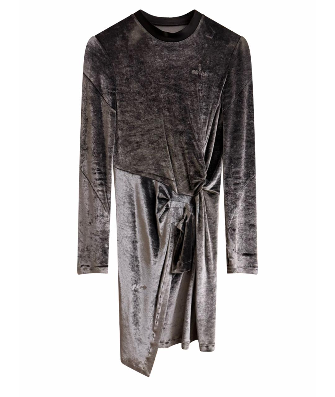 OFF-WHITE Серое бархатное коктейльное платье, фото 1