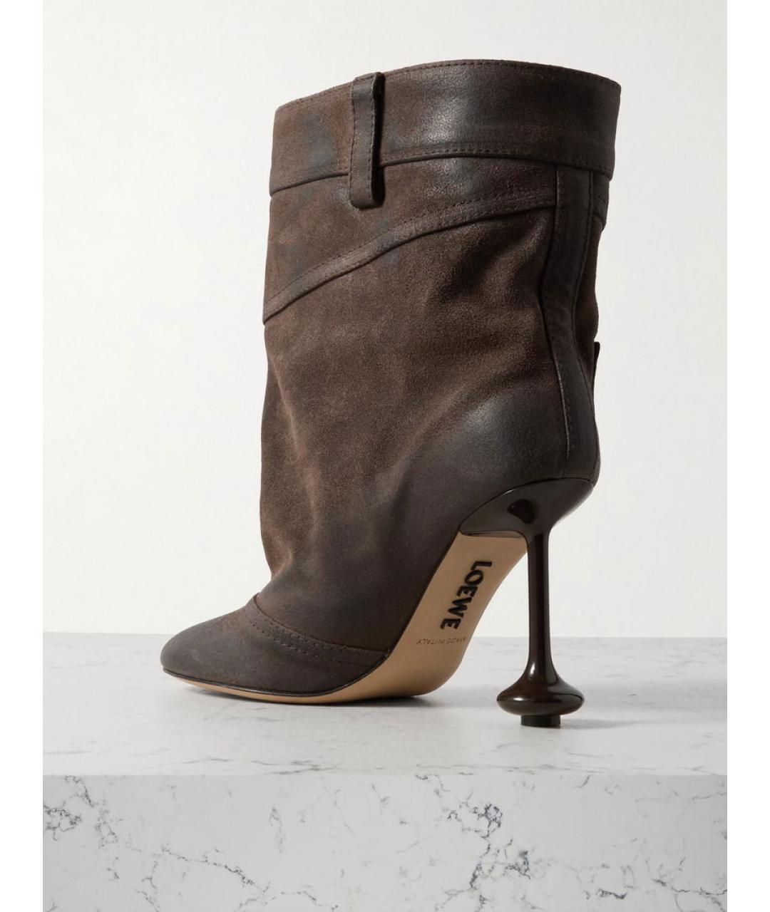 LOEWE Коричневые замшевые ботильоны, фото 5