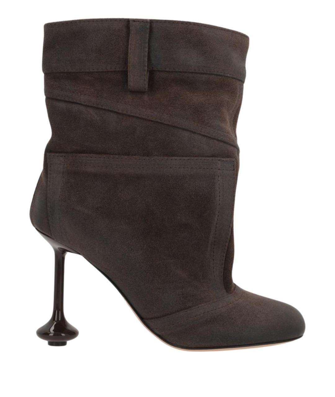 LOEWE Коричневые замшевые ботильоны, фото 1