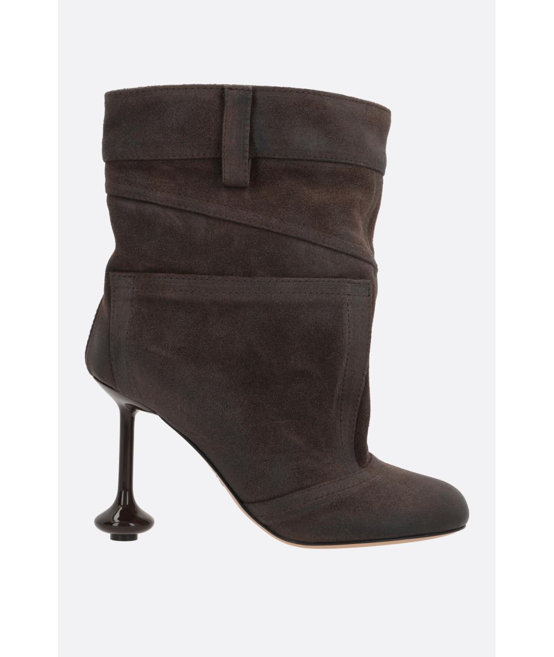 LOEWE Коричневые замшевые ботильоны, фото 10