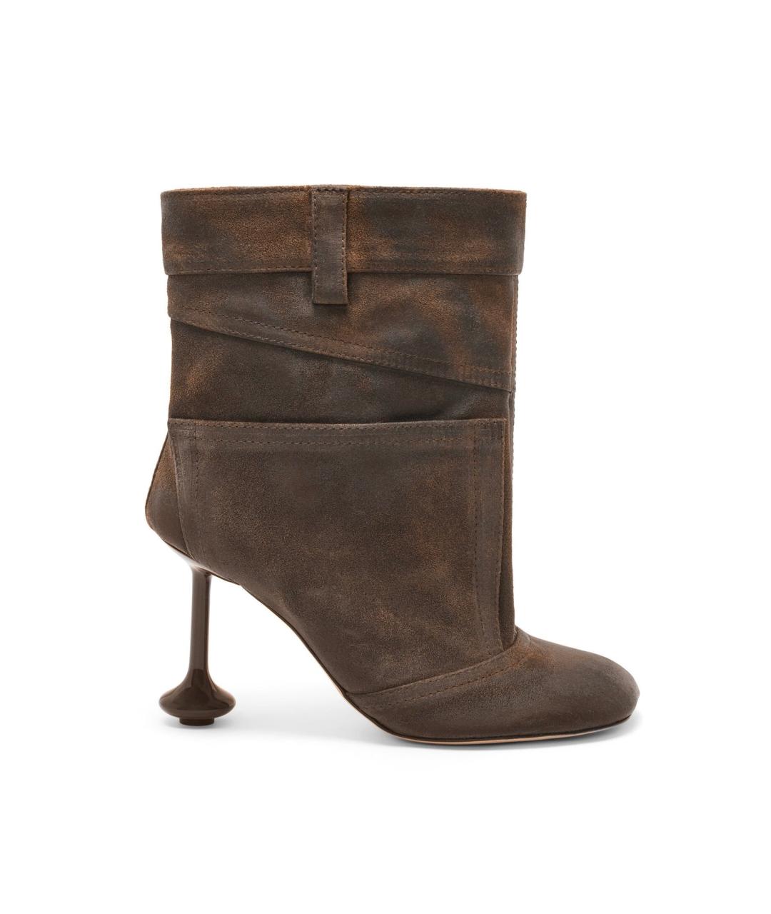 LOEWE Коричневые замшевые ботильоны, фото 7