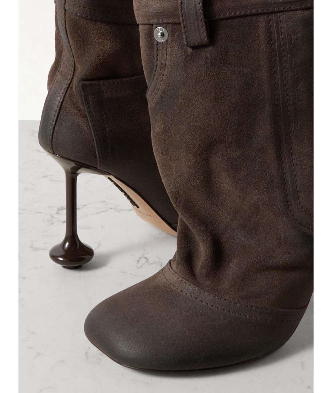 LOEWE Коричневые замшевые ботильоны, фото 6