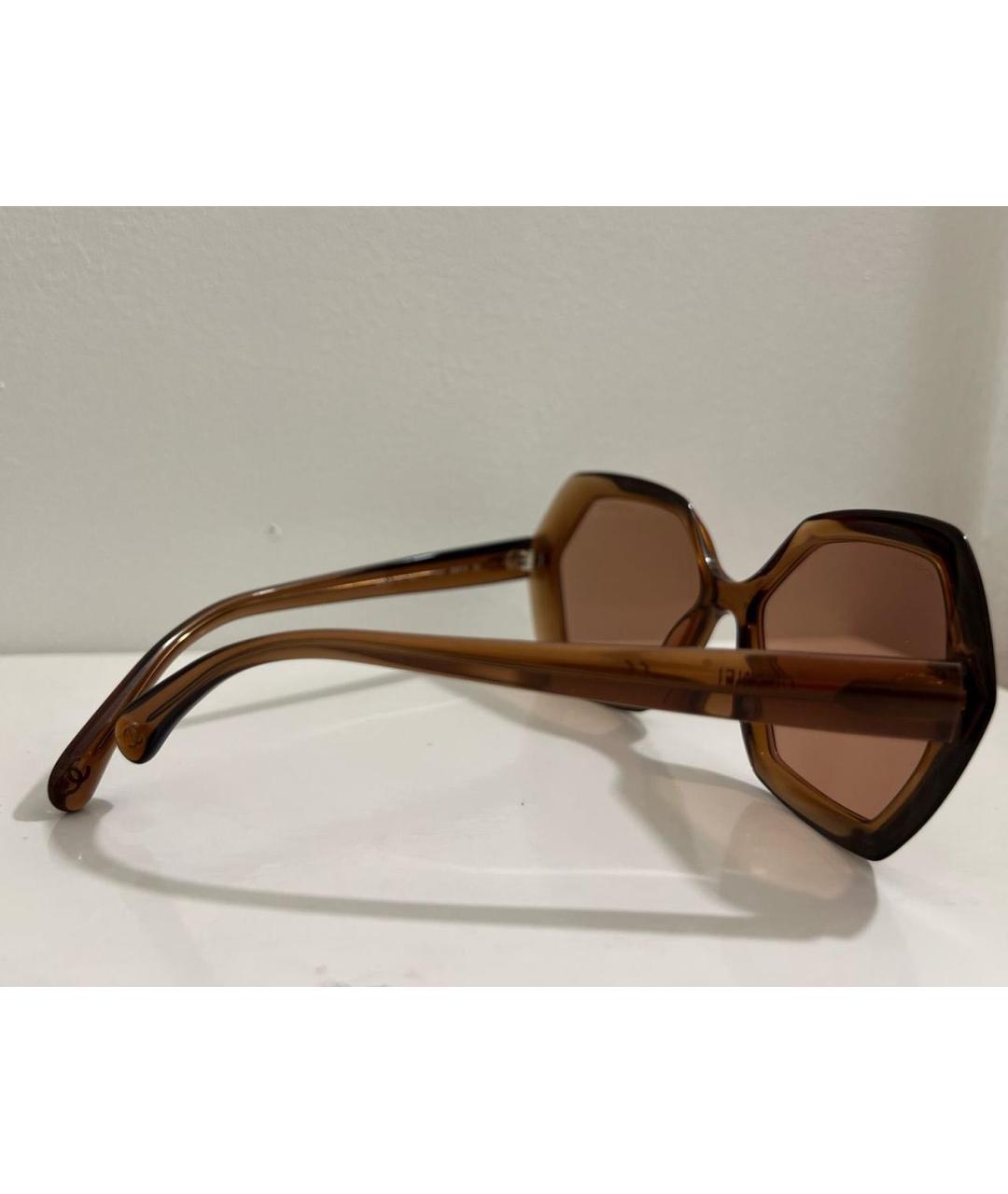 CHANEL Коричневые пластиковые солнцезащитные очки, фото 4
