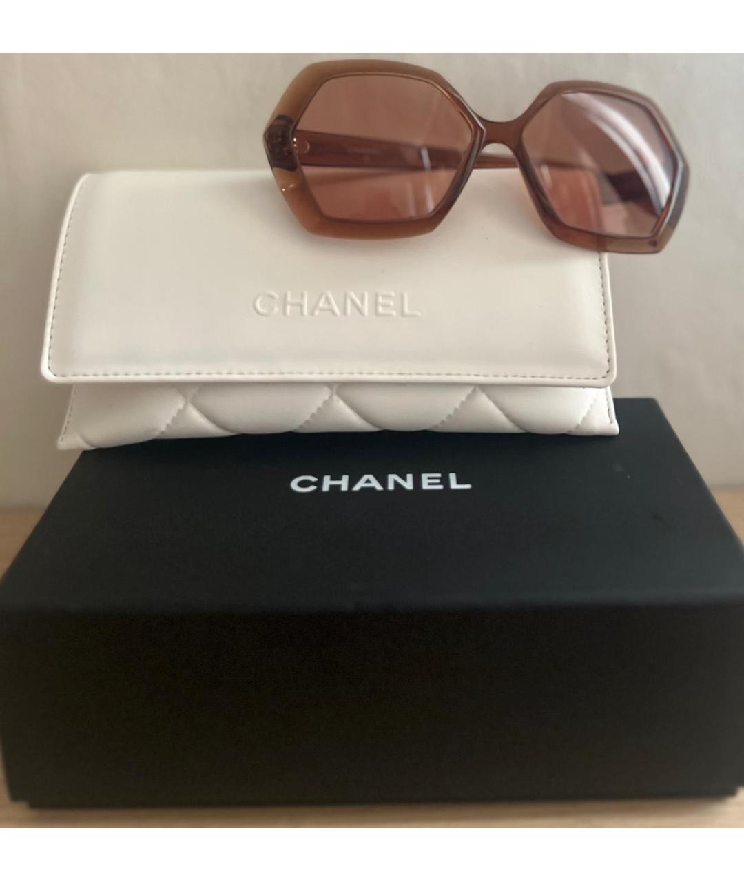 CHANEL Коричневые пластиковые солнцезащитные очки, фото 5