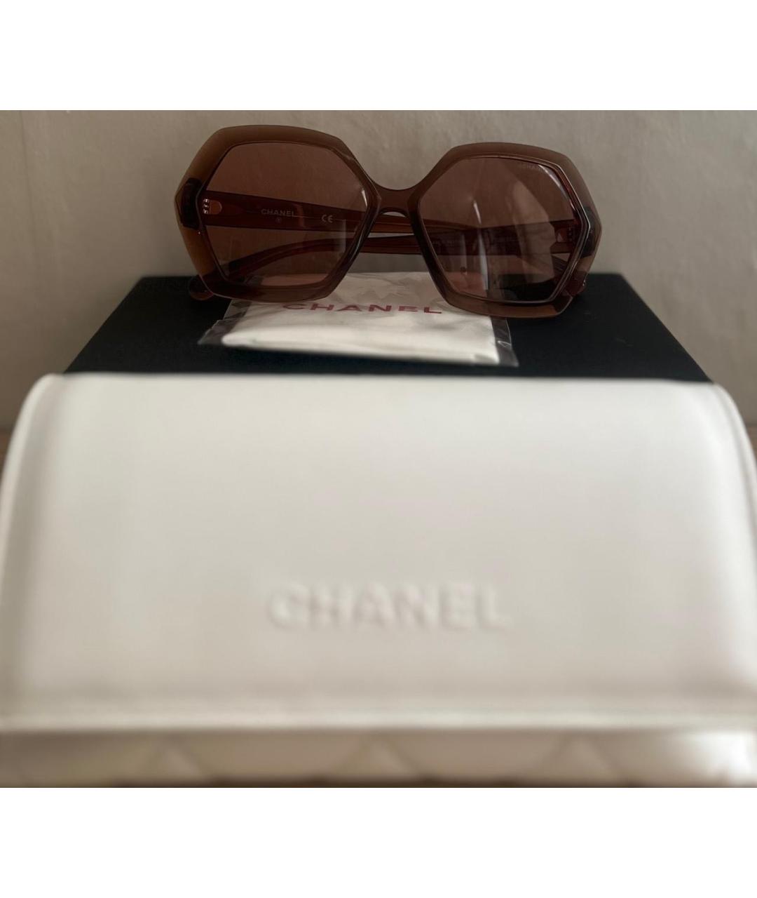 CHANEL Коричневые пластиковые солнцезащитные очки, фото 6