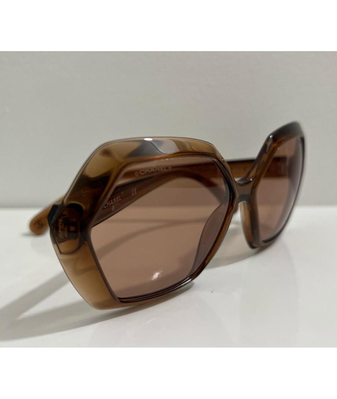 CHANEL Коричневые пластиковые солнцезащитные очки, фото 2