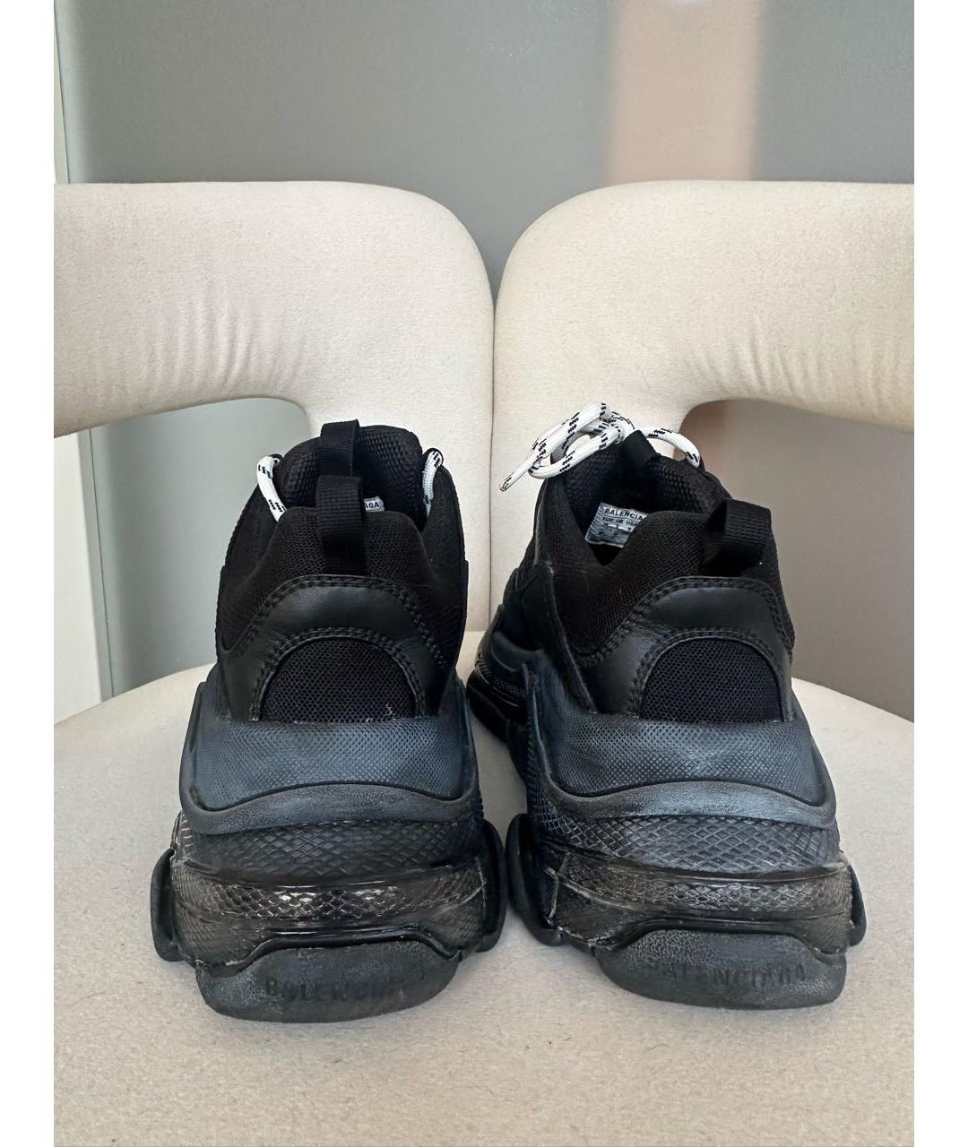 BALENCIAGA Черные кожаные кроссовки, фото 4