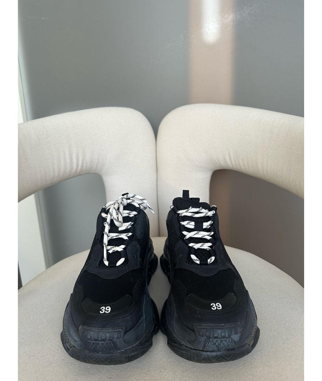 BALENCIAGA Черные кожаные кроссовки, фото 2