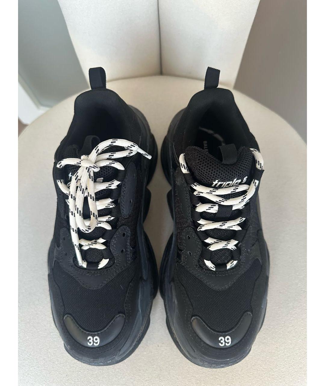 BALENCIAGA Черные кожаные кроссовки, фото 3