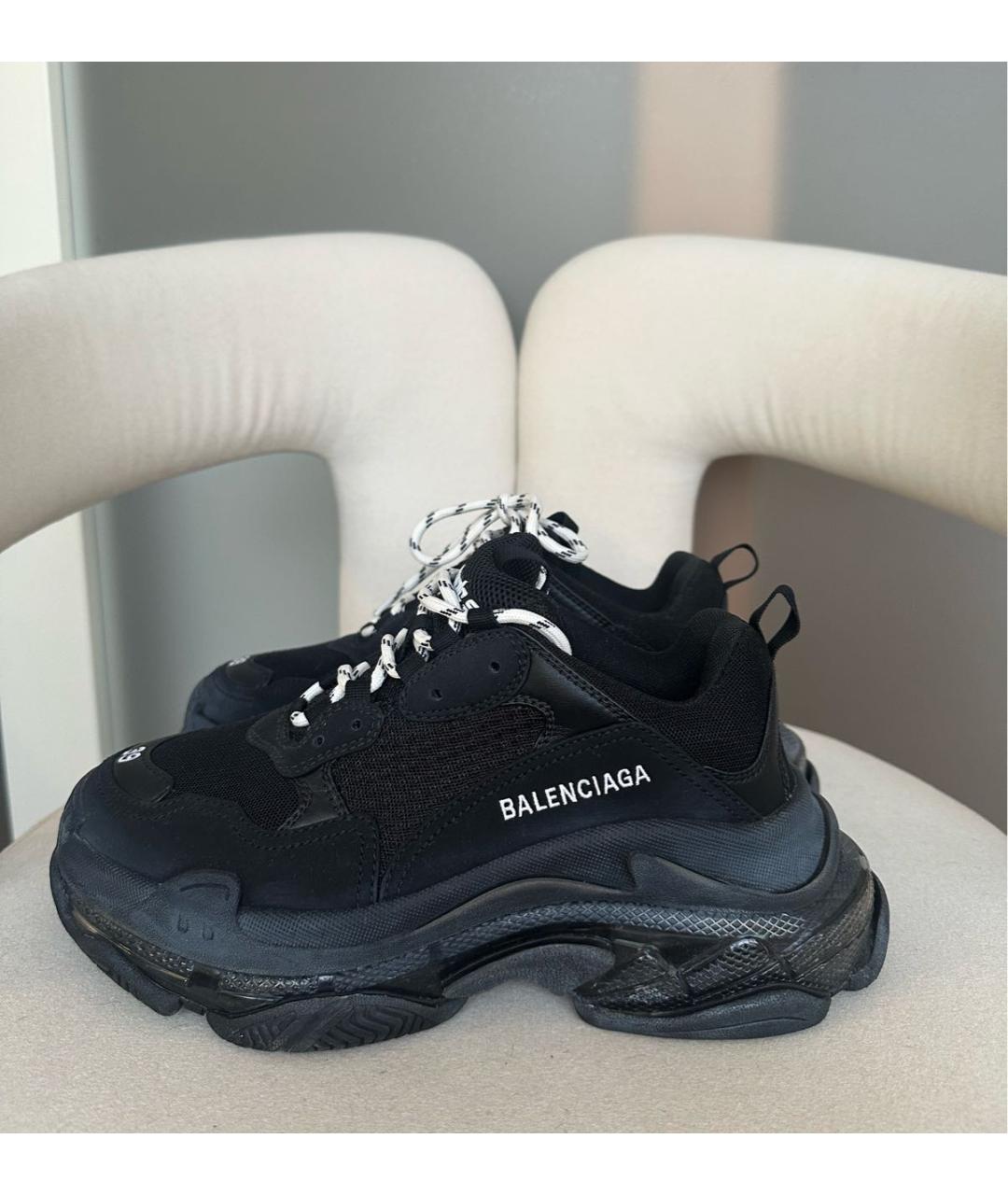 BALENCIAGA Черные кожаные кроссовки, фото 5