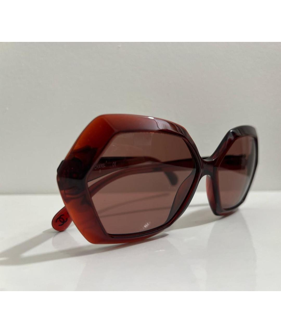 CHANEL Бордовые пластиковые солнцезащитные очки, фото 2