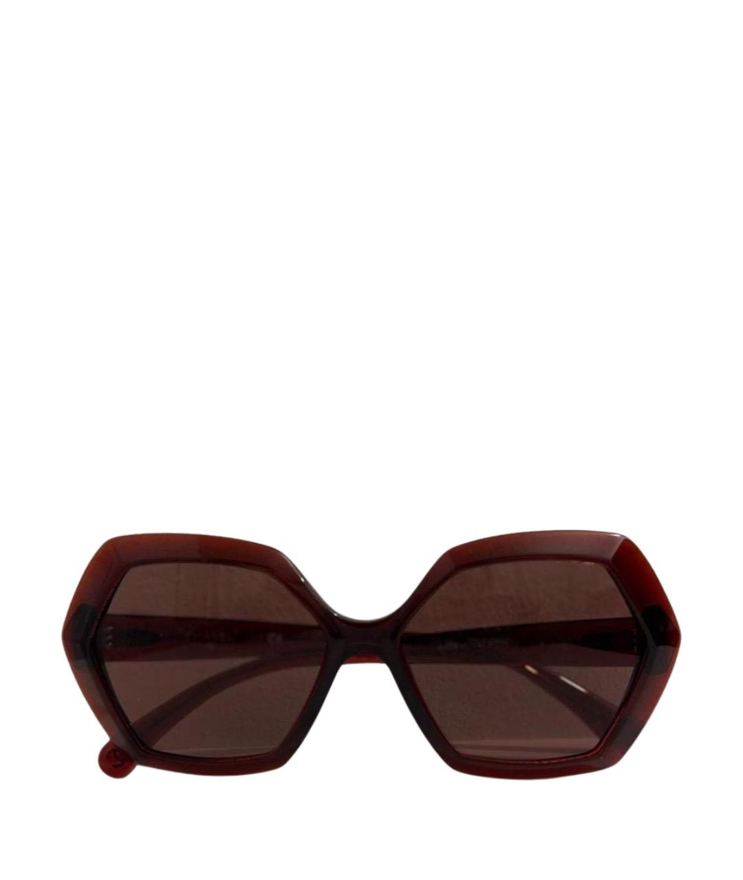 CHANEL Бордовые пластиковые солнцезащитные очки, фото 1