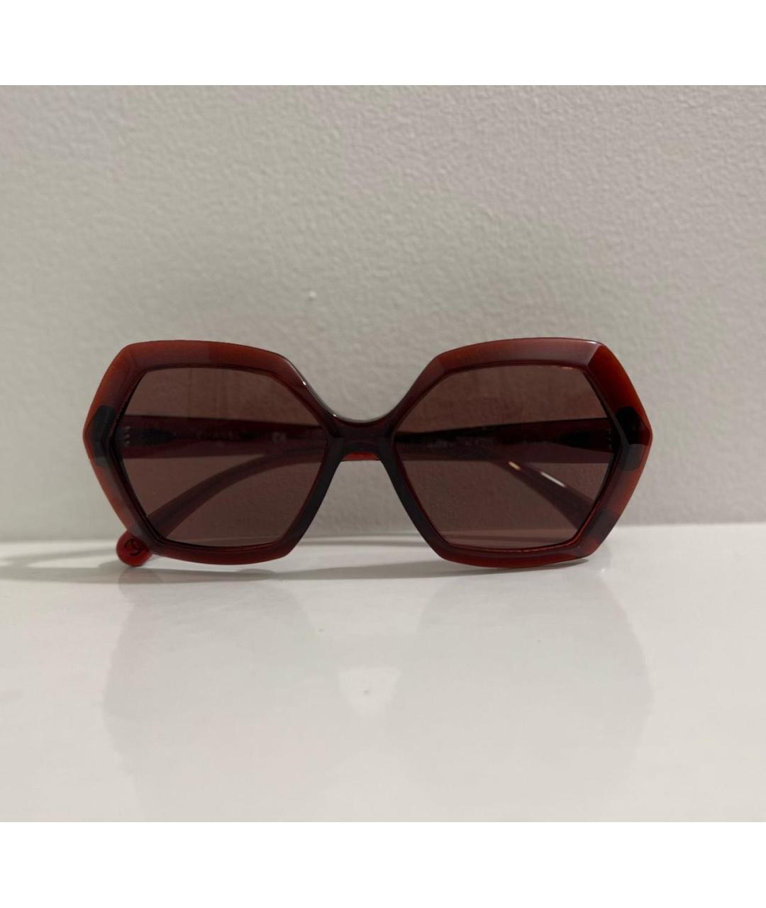 CHANEL Бордовые пластиковые солнцезащитные очки, фото 5