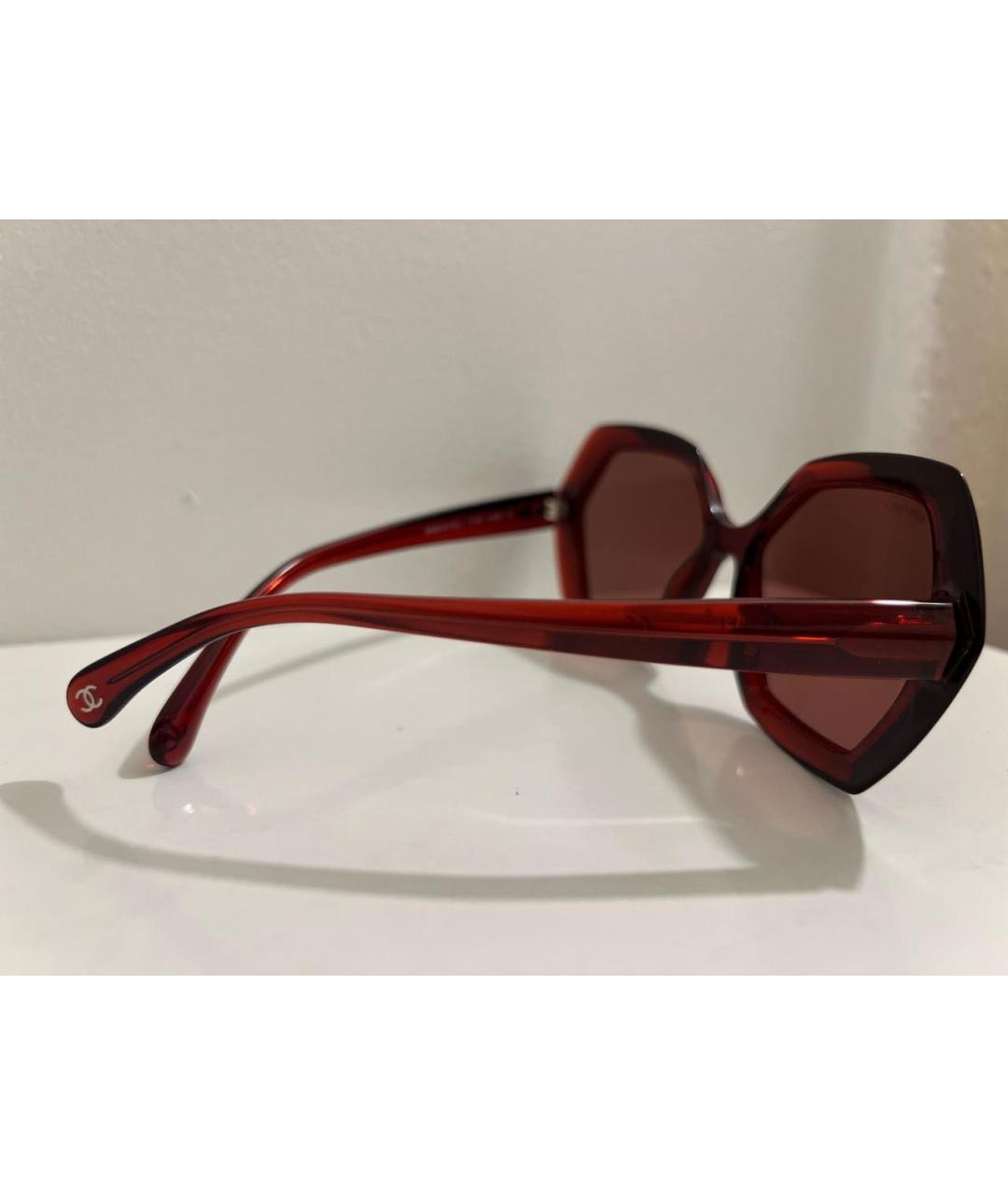 CHANEL Бордовые пластиковые солнцезащитные очки, фото 3