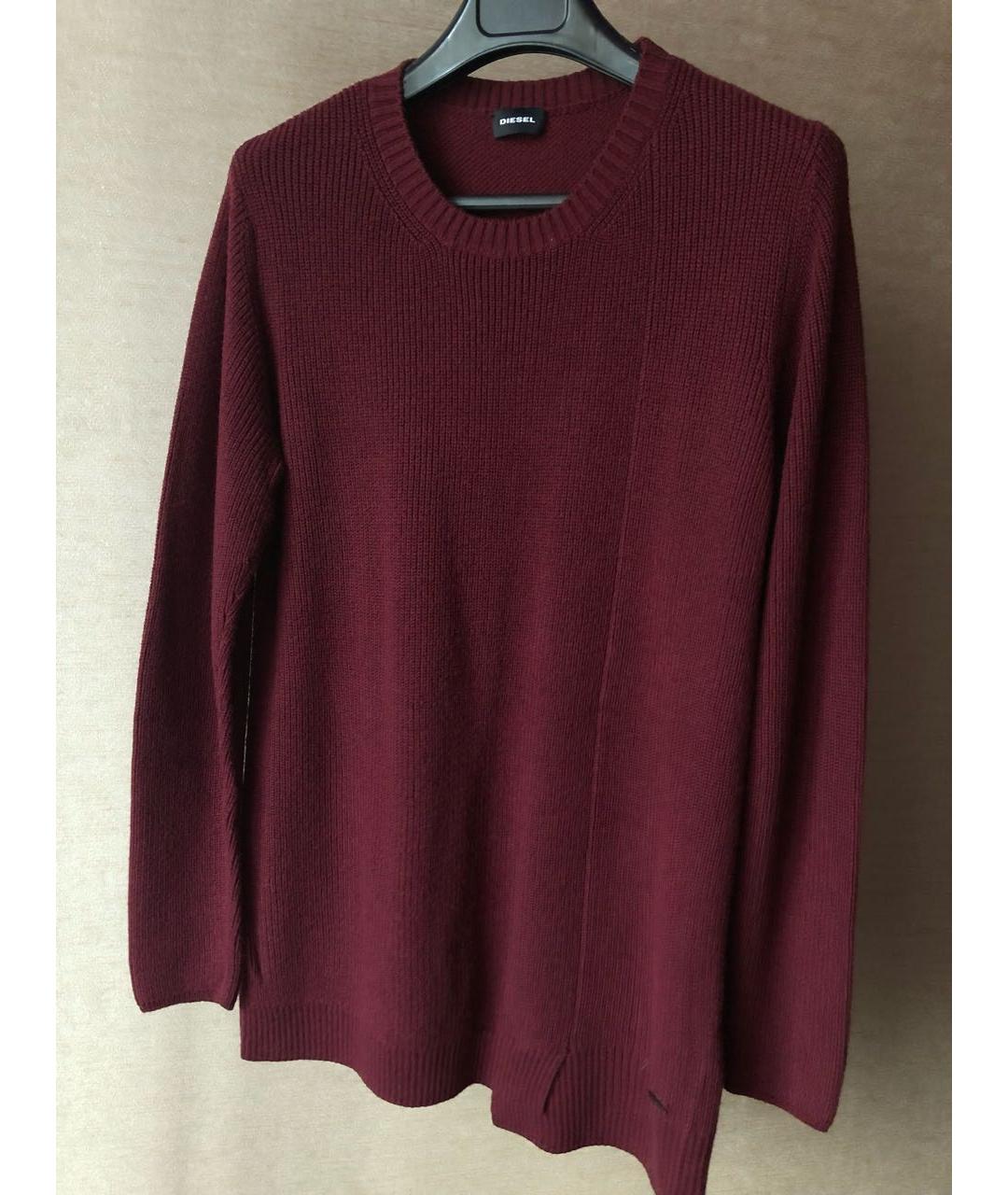 DIESEL Бордовый шерстяной джемпер / свитер, фото 5