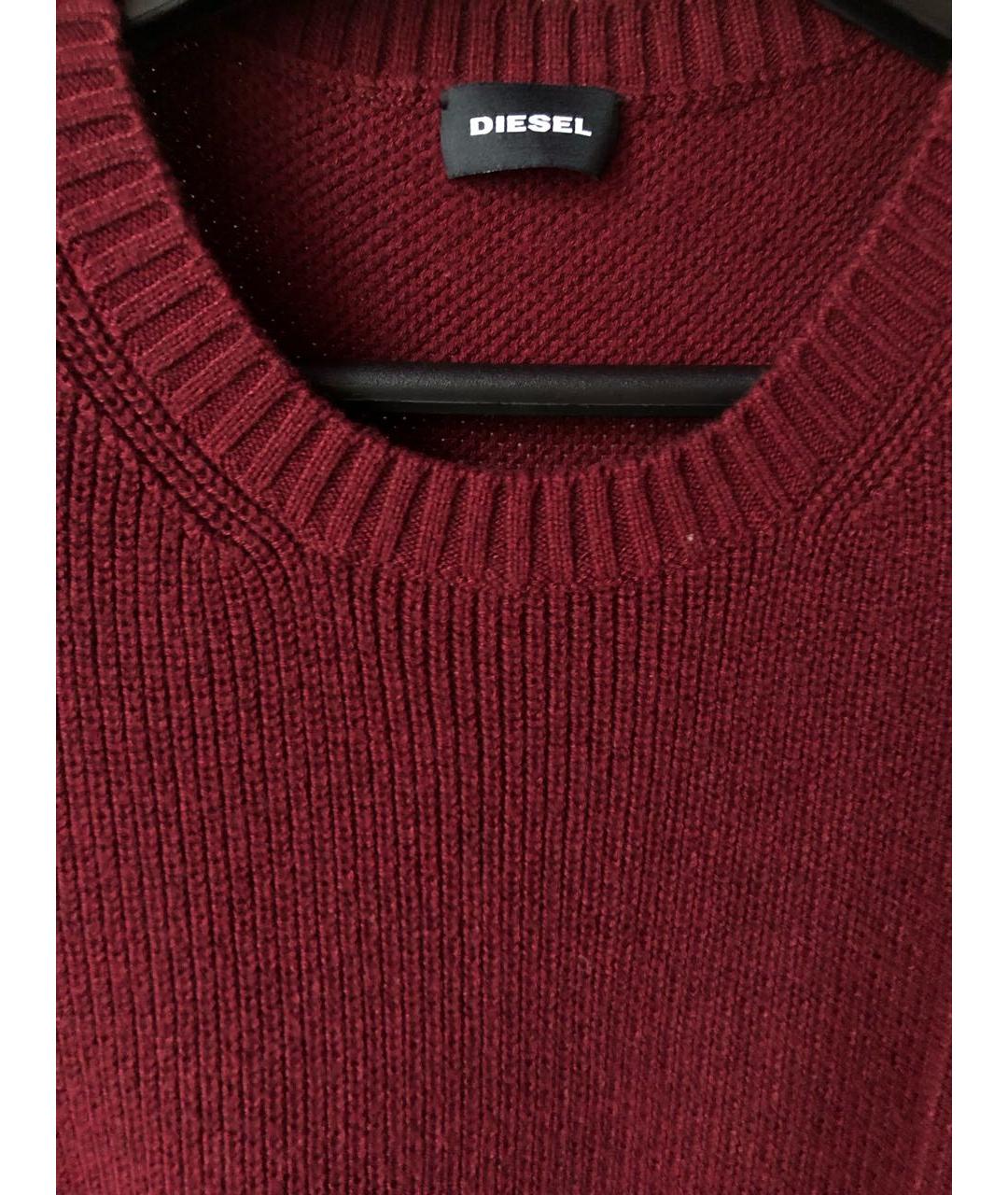 DIESEL Бордовый шерстяной джемпер / свитер, фото 3