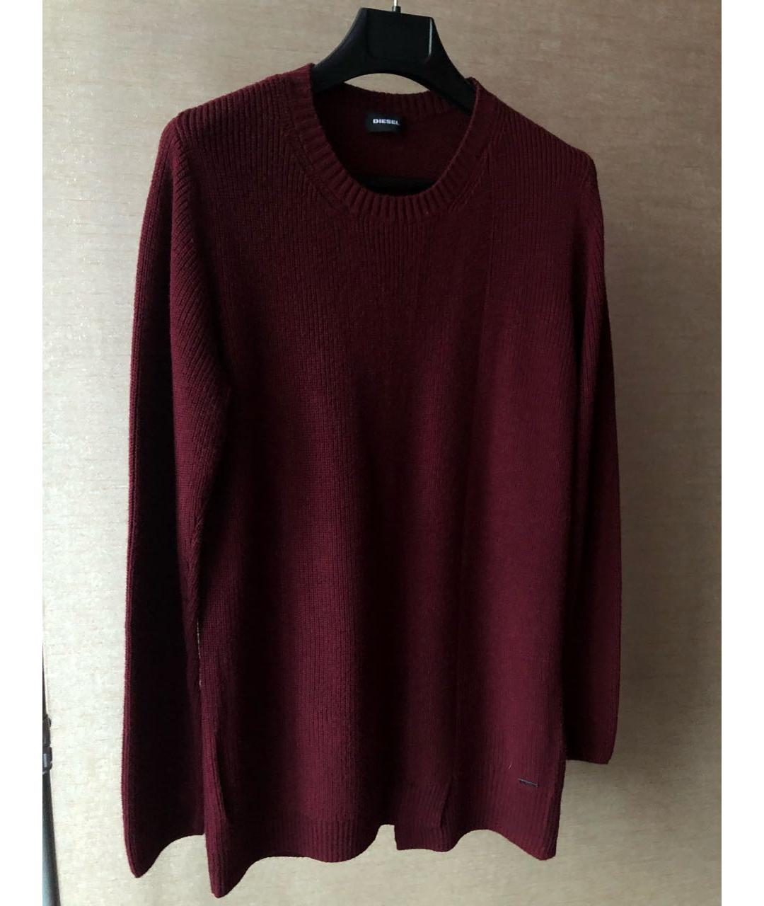 DIESEL Бордовый шерстяной джемпер / свитер, фото 4