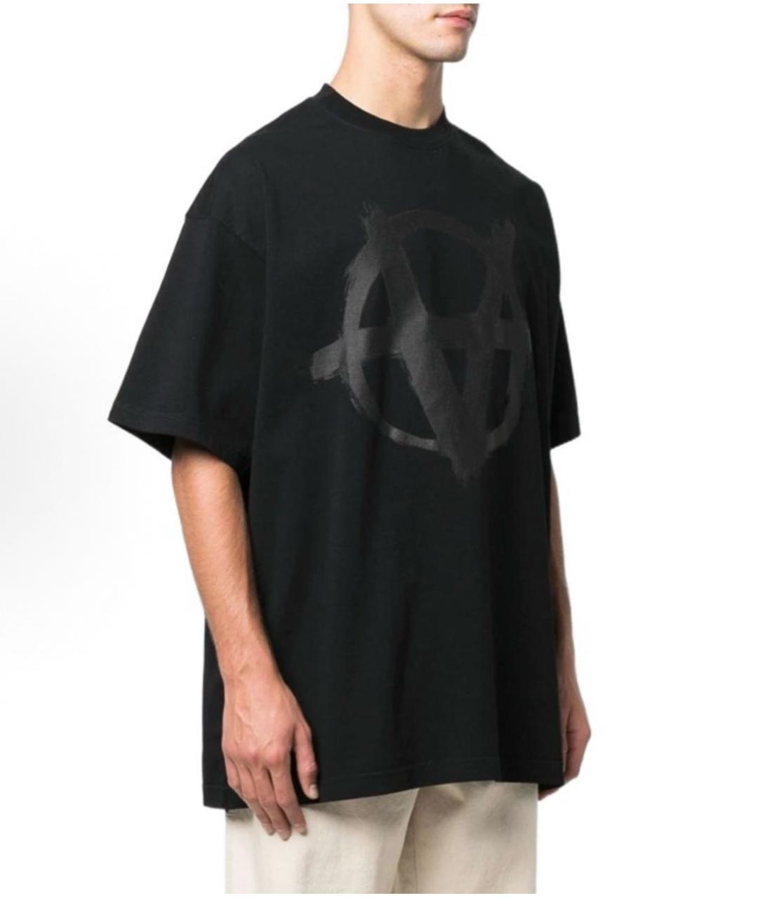 VETEMENTS Черная хлопковая футболка, фото 3